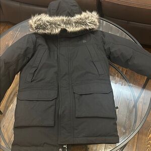 Black Parka with Fur Trim Hood